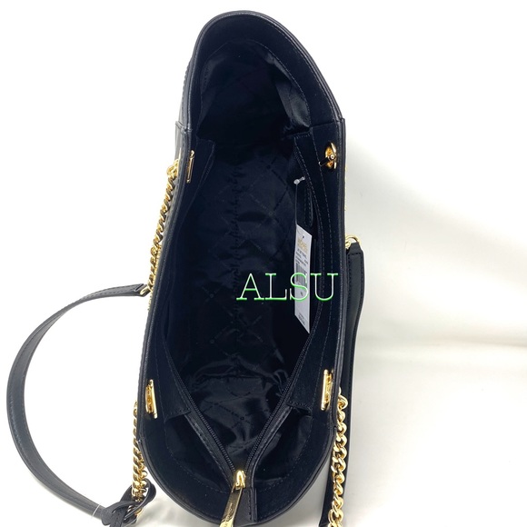 Michael Kors Large Chain Shoulder Tote Black Le - Picture 9 of 13